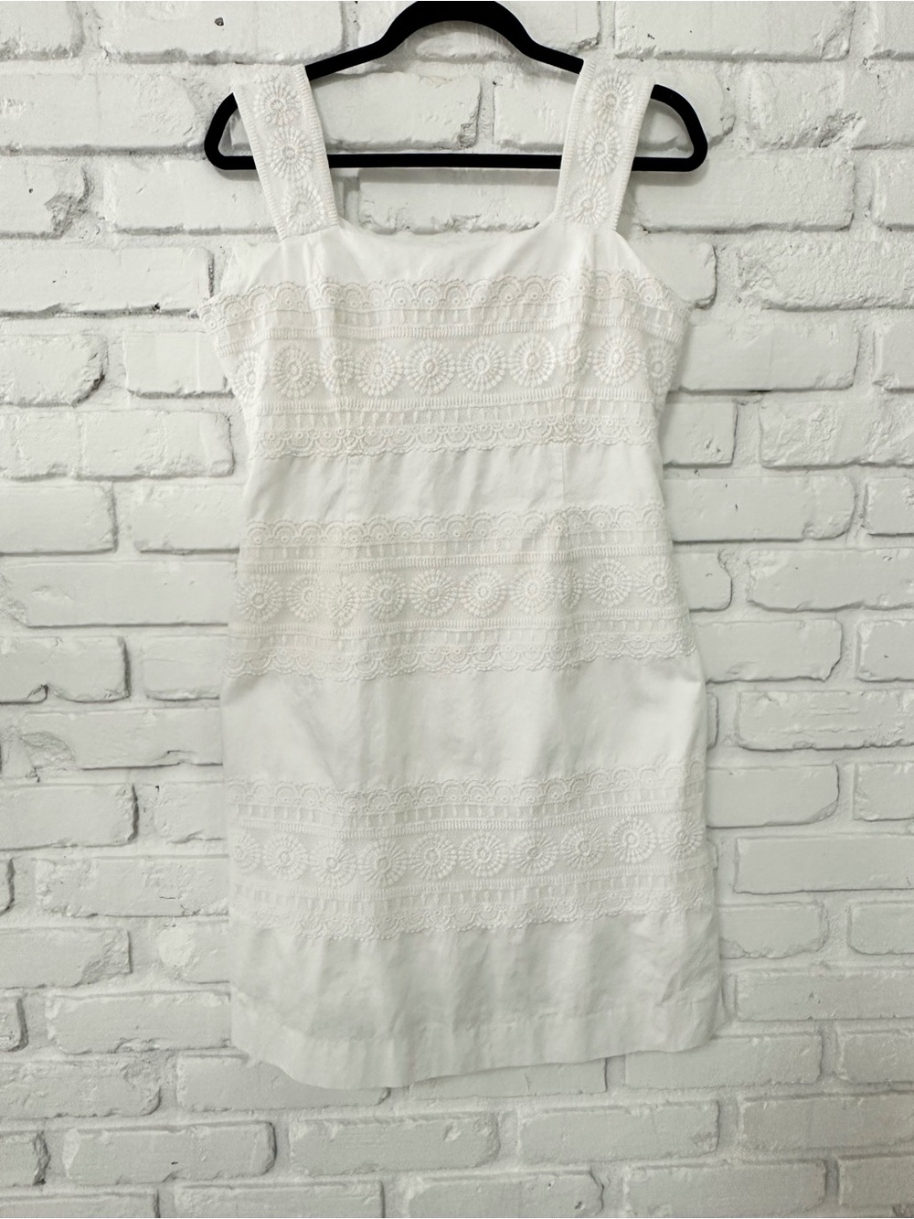 Lilly Pulitzer White Cotton Lace Shift Dress Size 12 Square Neck Bridal Resort